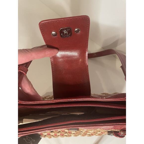 "M.C. Marc Chantal Red Straw & Leather Shoulder Bag Silver Tone Hardware NWT - Picture 8 of 16